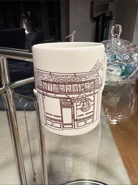 ☕️Starbucks Limited Edition Ceramic Mug with Brown Storefront Sketch